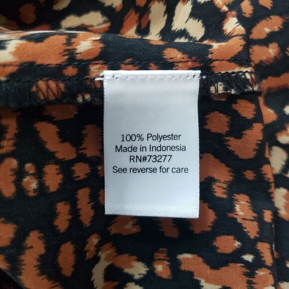 Nine West Animal Print Button Up Blouse Top Office Work Mob Wife Rock Size L - Picture 9 of 12